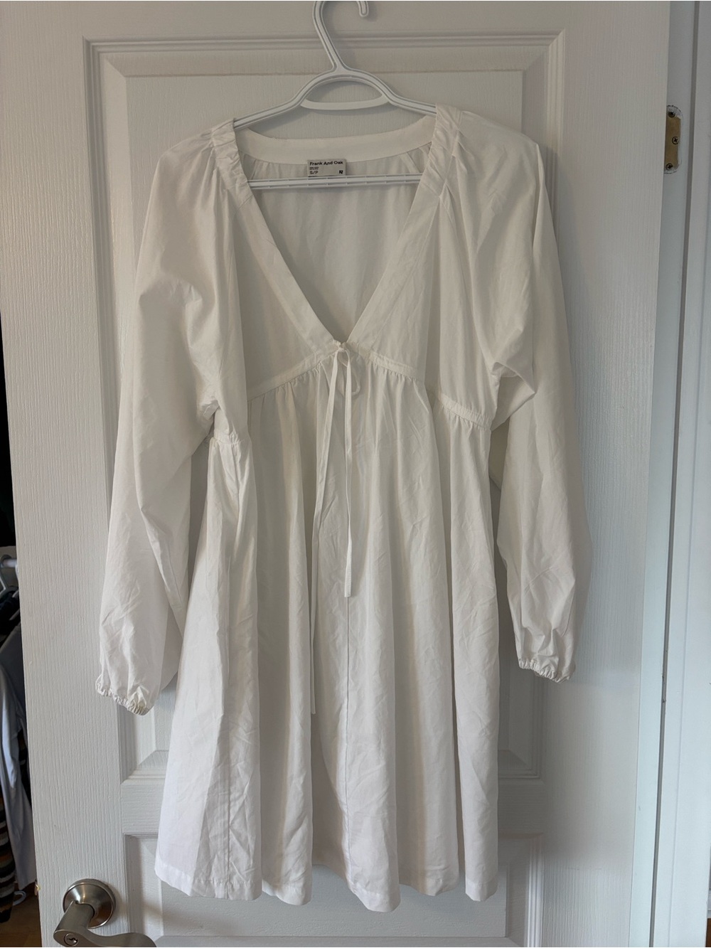 Frank & Oak White Tie-Front Babydoll Dress - Picture 3 of 3